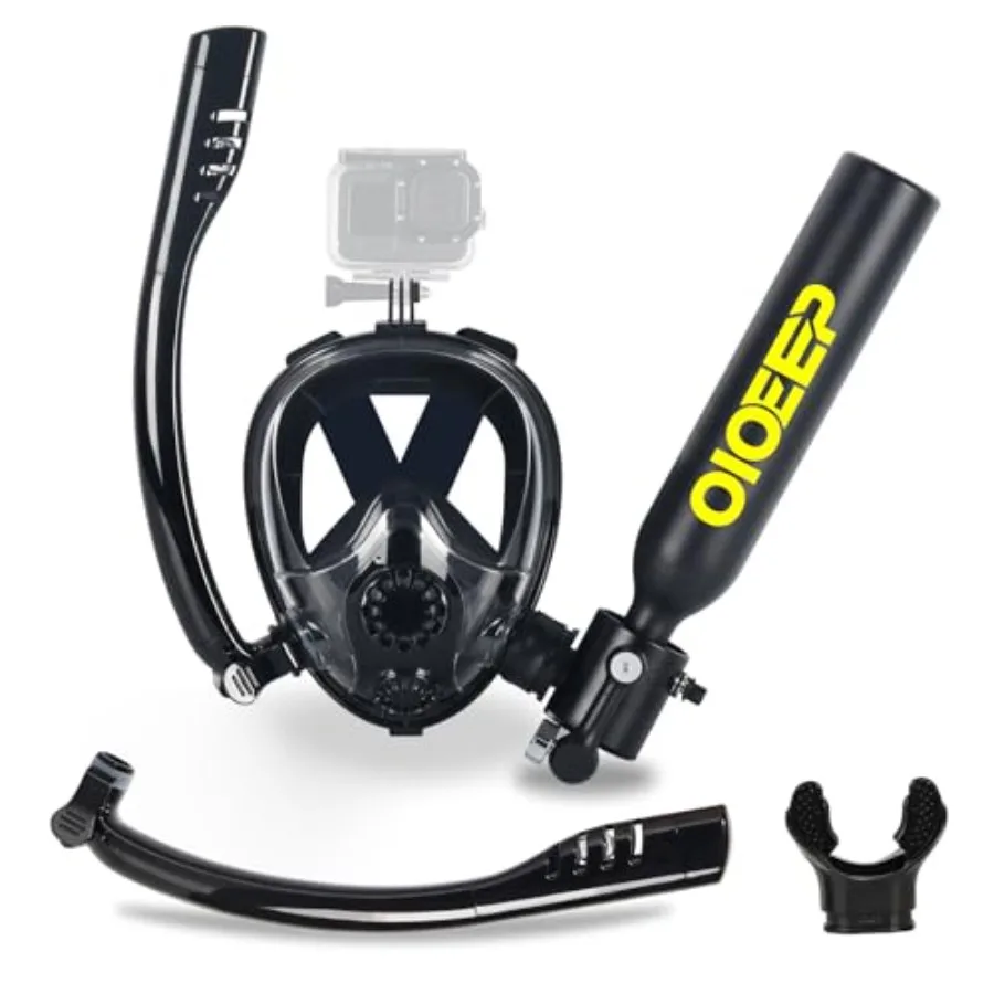 

Mini Scuba Tank with Mask for diving applications, aluminum alloy, black, lightweight and portable 0.5L air capacity