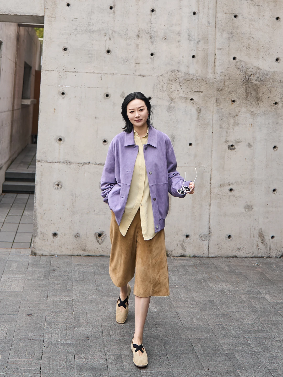 

TOFOD A-ade Куртка свободного кроя из замши ягненка, повседневная, с длинными рукавами, однотонная, модная верхняя одежда для молодых женщин