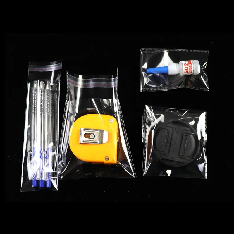 200pcs Transparent Plastic Bags Waterproof Self Adhesive Bag For Jewelry Food Candy Gift Packaging OPP Cellophane Storage Pouch
