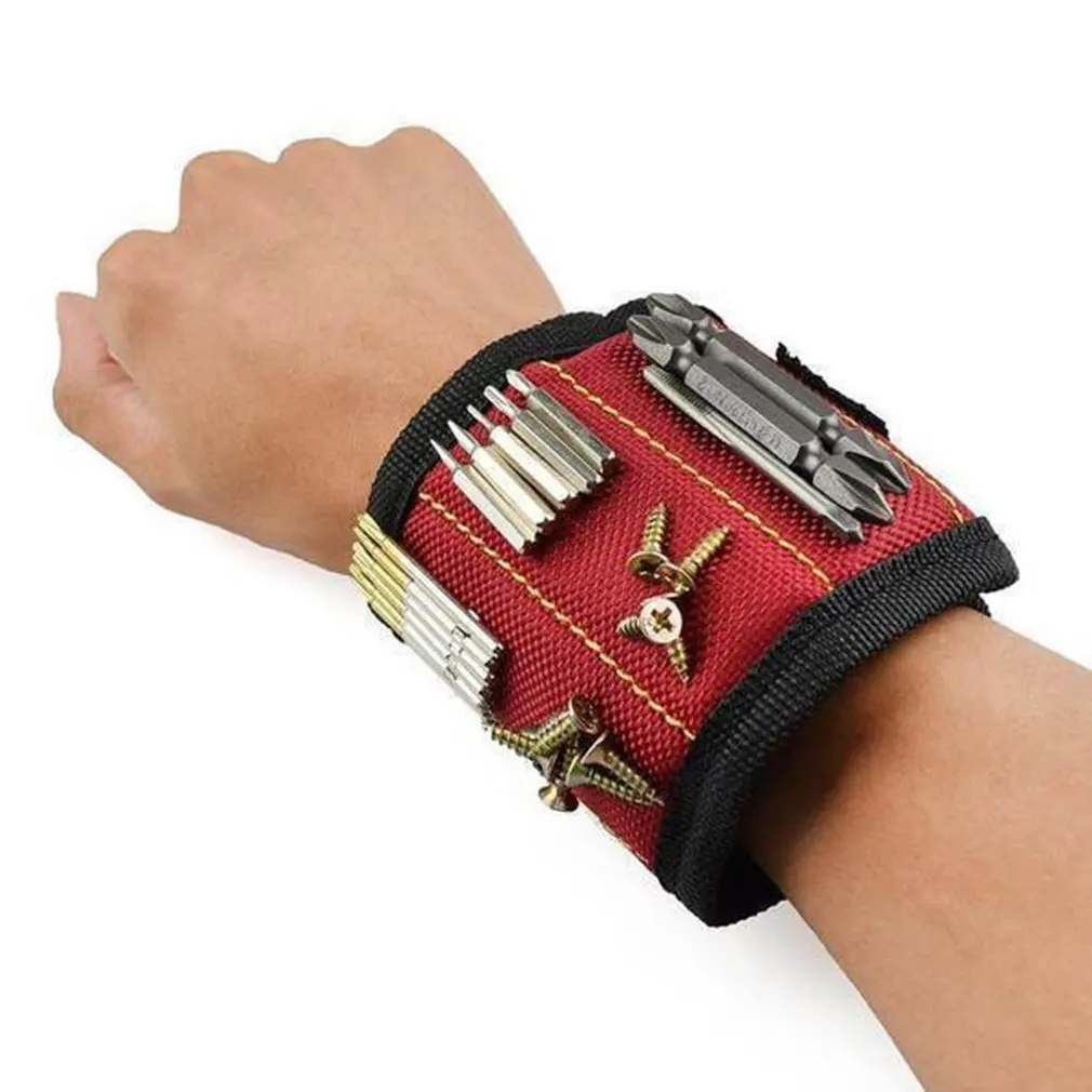 Cinturino magnetico in poliestere 6 pezzi magneti potenti borsa portatile borsa per attrezzi da elettricista viti supporto per trapano cintura per attrezzi di riparazione