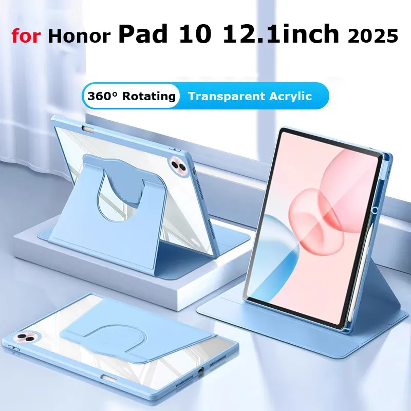 

Чехол для Honor Pad 10 2025 12,1 дюйма 5G/Wi-Fi Tablet 10 12,1 дюйма Pad 9 MagicPad 2 3 13,3 дюйма Прозрачный акриловый чехол с вращением на 360 градусов