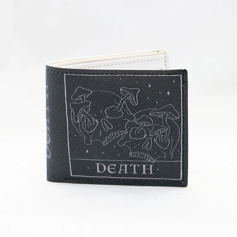 

Death Skull Mushroom Bifold Wallet，Halloween Horror Student Wallet Fashion Card Pocket