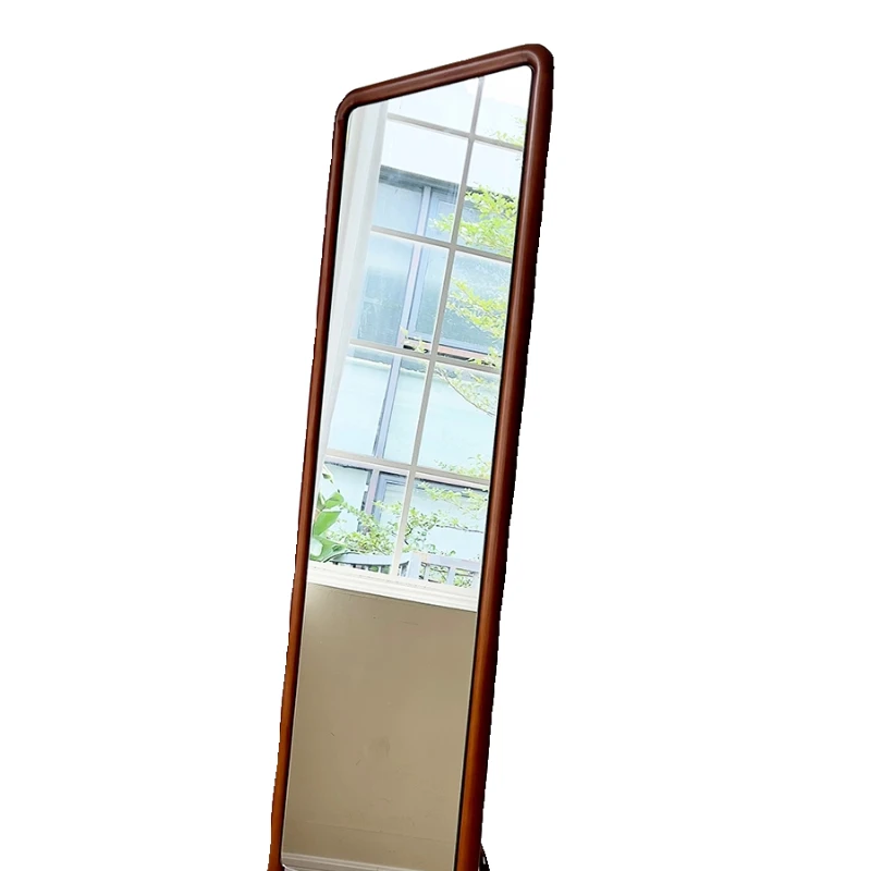 

New medium and retro dressing mirror full body floor fitting rattan solid wood home