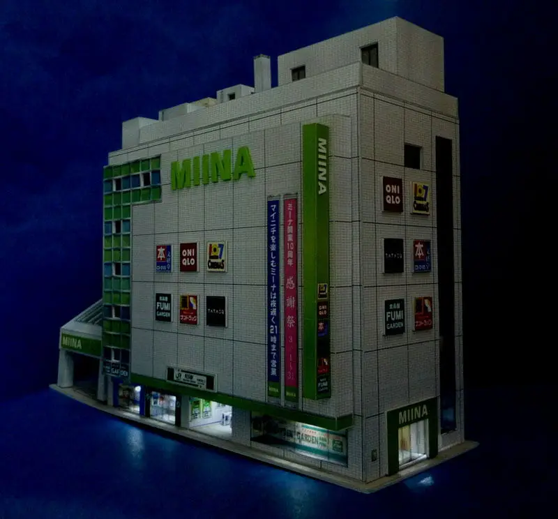 1:150 N-Scale Japanese Building Diorama 3D Paper Model Scene DIY Handmade Ornaments shopping mall