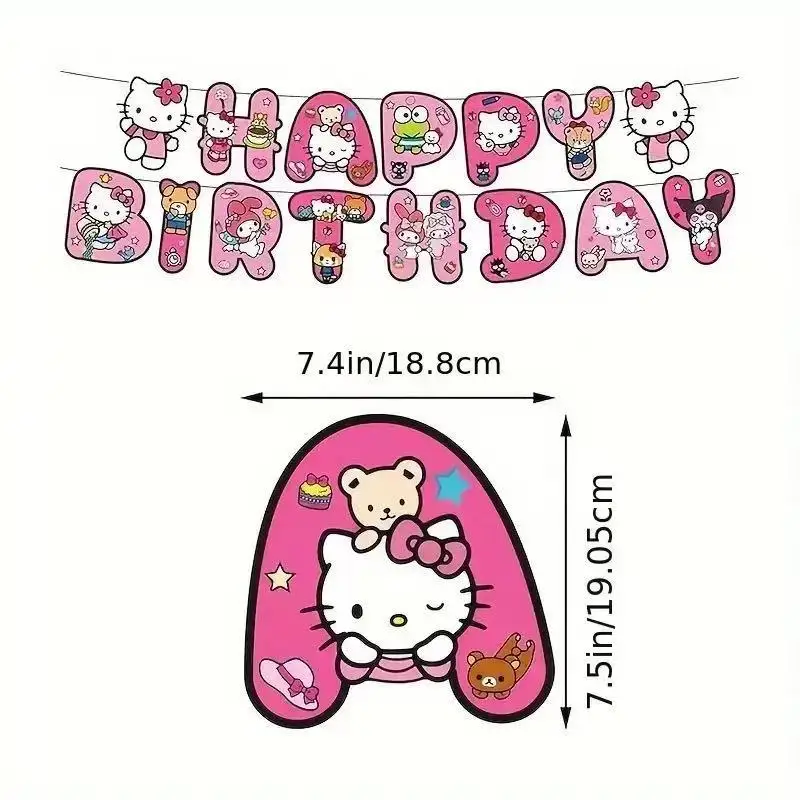 Hello Kitty Party Decorations: Birthday Banners, Cake Topper, Balloons, Tablecloth and Twister Set – Party Decorations view 6