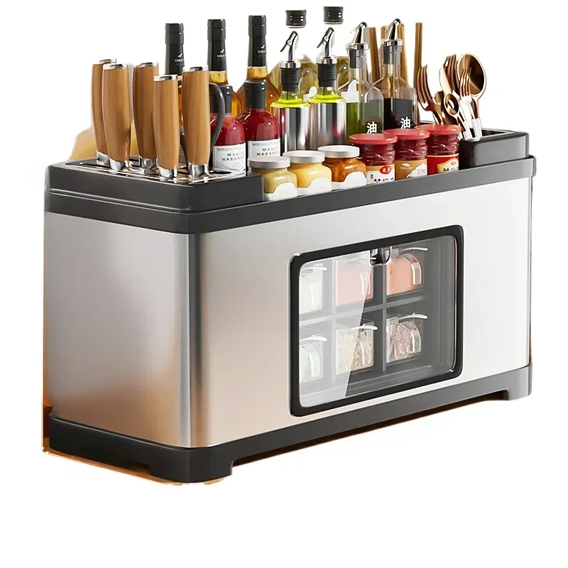 

*Stainless steel kitchen seasoning storage rack multifunctional household salt seasoning container integrated storage box