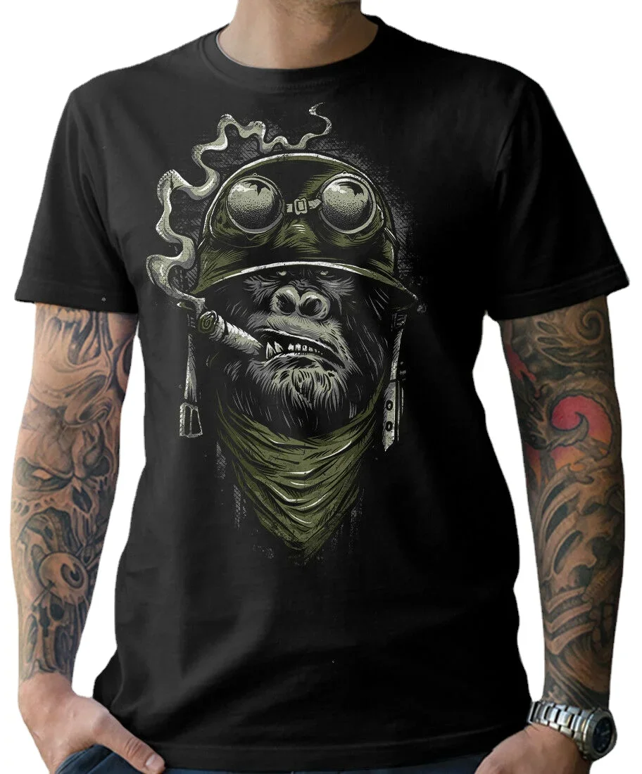 Summer Cotton Short Sleeve O-Neck Men's T Shirt New S-5XL Motorcycle Chopper Bobber Monkey Biker Gorilla Motorcyclist T-Shirt.