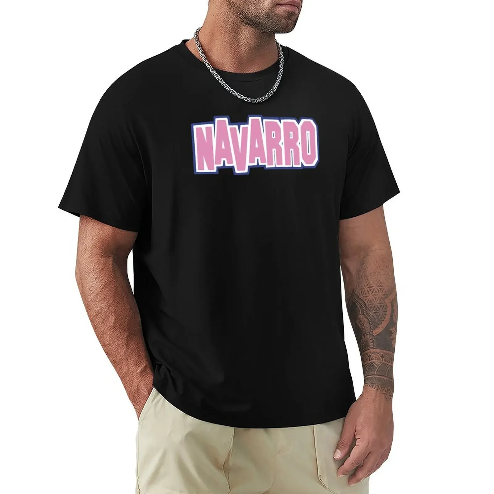 funnys oversizeds t shirt for men Navarro Cheer Logo  Pink T-shirt tshirts for mens designer clothes harajuku men's t-shirts man