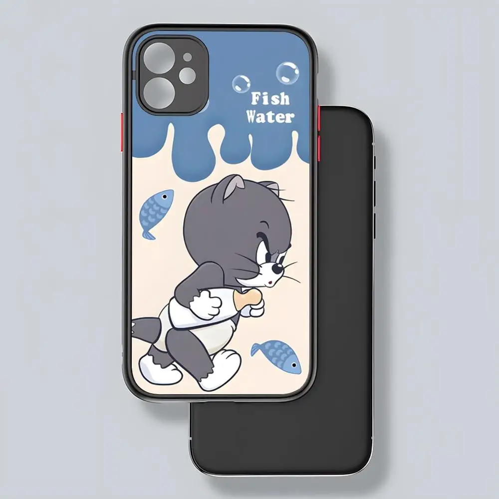 MINISO TomS JerryS Phone Case Matte Transparent For 16 15 IPhone 12 11 13 Pro Max X XR 8 Plus Back Cover