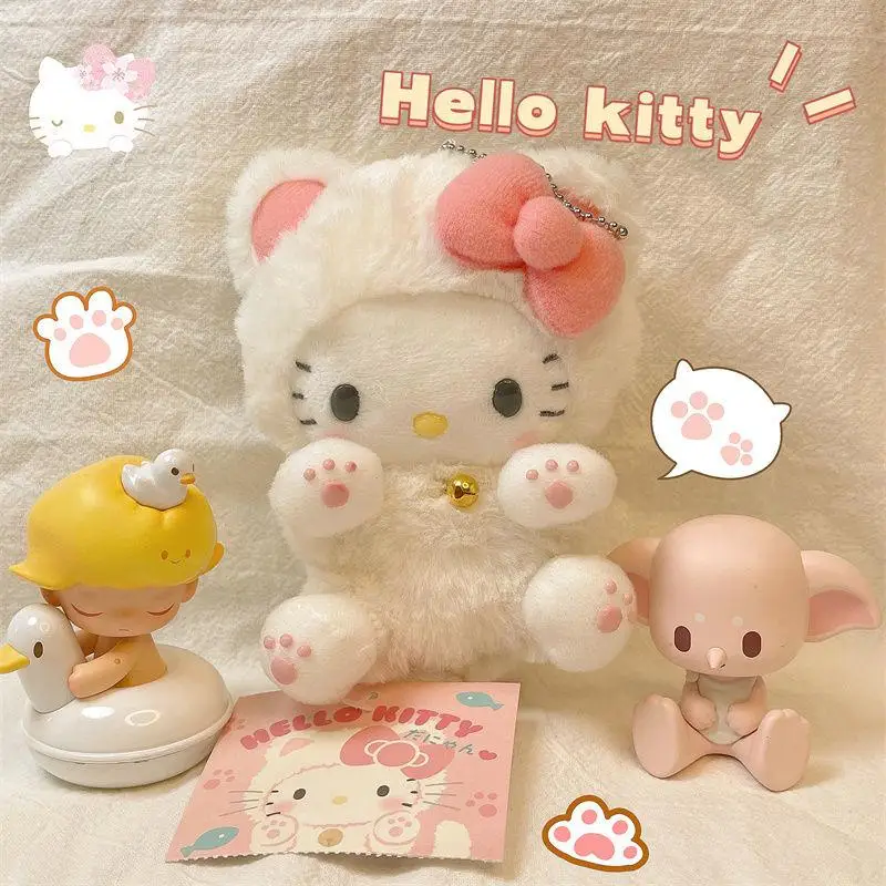 Sanrio Hello Kitty 10cm Plushie Plush Doll Stuffed Cartoon Schoolbag Pendant Gift Small Ornament Plush Girl Gift Spotify Premium