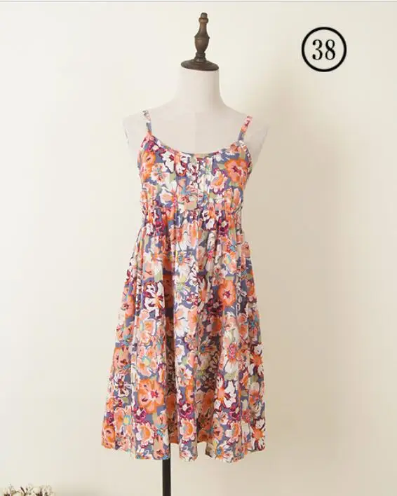 Vestido de verano ajustado de algodón con tirantes para mujer, camiseta sin mangas con estampado Floral, informal, cuello Halter, 23-43 colores, 2024