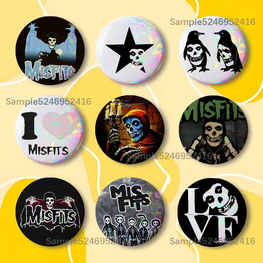 M-Misfits Band Famous Monsters 25/32/44/58/75mm Redondos Creativos de Hojalata con Figura de Ícono, Broches Hechos a Mano para Decoración de Mochilas