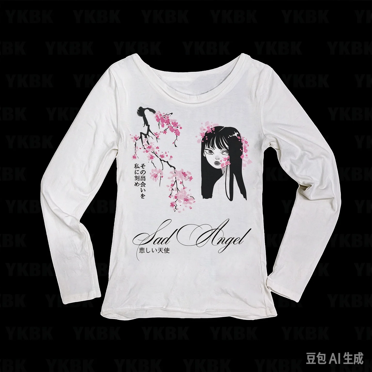 Barbed Wire Heart Kissing Girls Anime Y2K Graphic Print Women Long Sleeve T‑Shirt Slim Fit Goth Ladies Tops