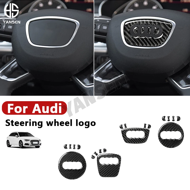

Car Steering Wheel Logo Sticker Frame Cover Carbon Fiber Sticker For Audi A1 A3 A4 A5 A6 A7 Q3 A6 C7 Q5 A8 Q7 B6 B7 Accessories
