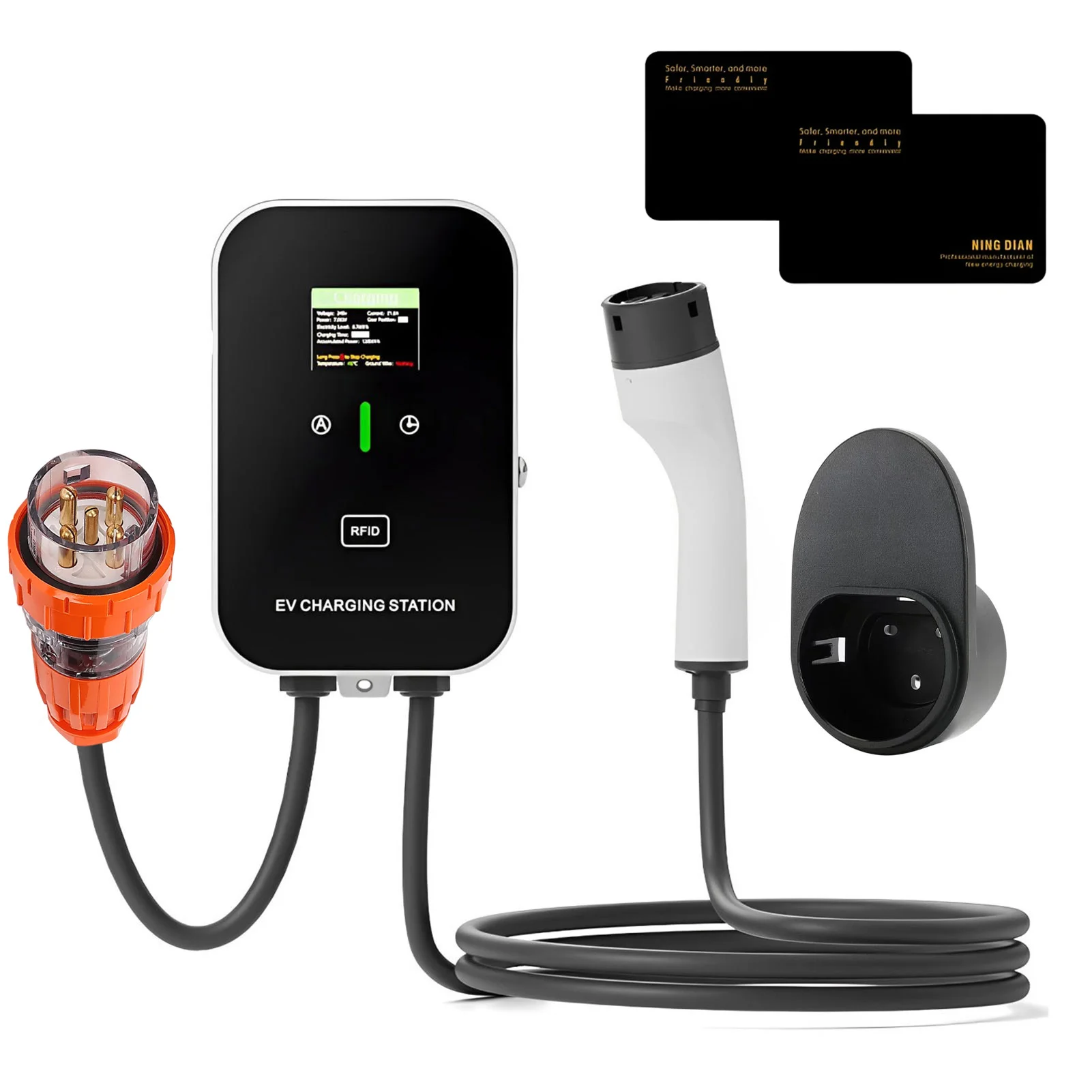 

Car EV Charger Type 2 Charging Cable 5 PIN CEE 32A 22KW 5M EV Wallbox EV Timing Delay IP66 Waterproof EV Charger for Home