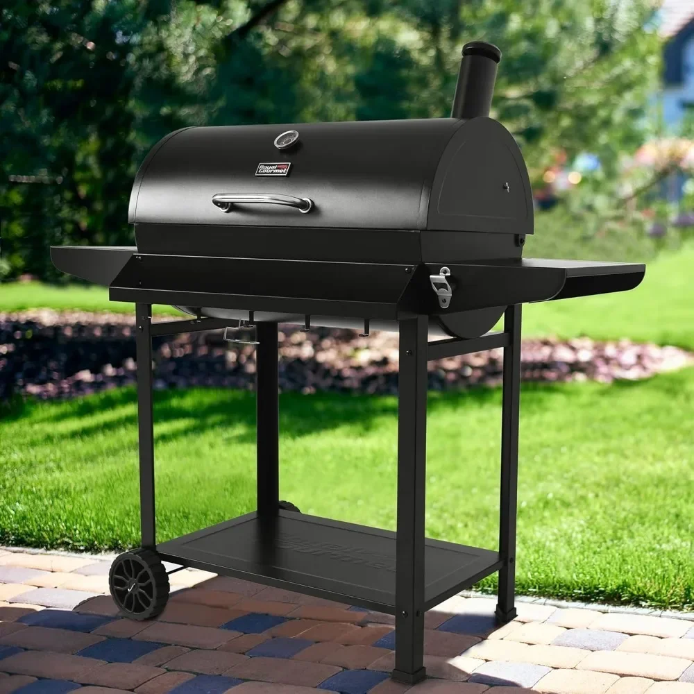 

30-Inch Barrel Charcoal Grill with Warming Rack & Front Storage Basket, Outdoor BBQ Grill with 627 sq. in. Grilling Area