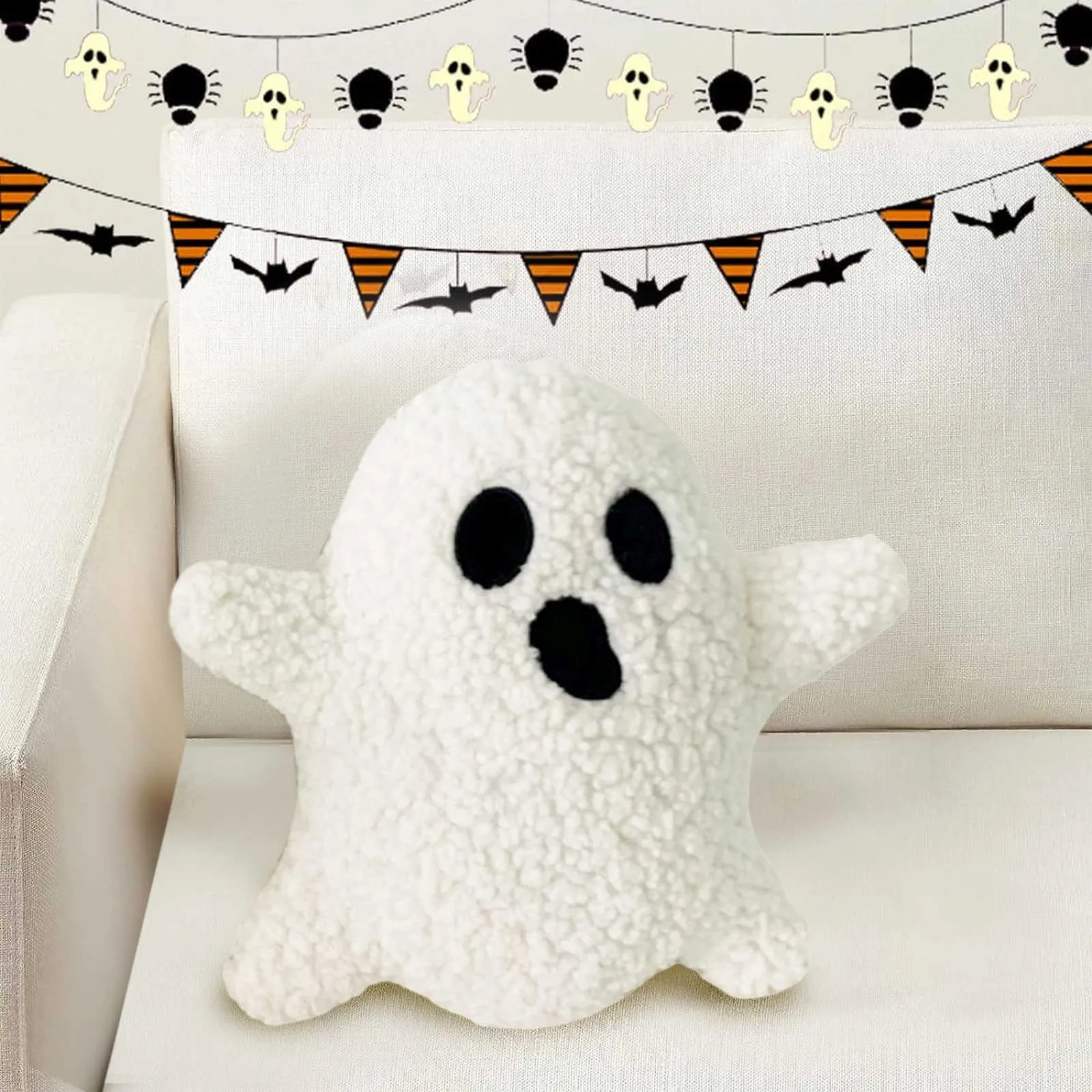 Halloween Ghost Pillow Plush Ghost Throw Pillow Halloween Decorative Gift Pillow Cushion Gift Sofa Bedroom Decor Sleep Cushion