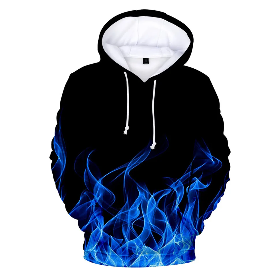 Sweat à capuche flamme bleue pour hommes et femmes, Streetwear Hip Hop, Sweat américains Harajuku, Mode Y2K, Pulls d'automne, Vêtements pour enfants et adultes