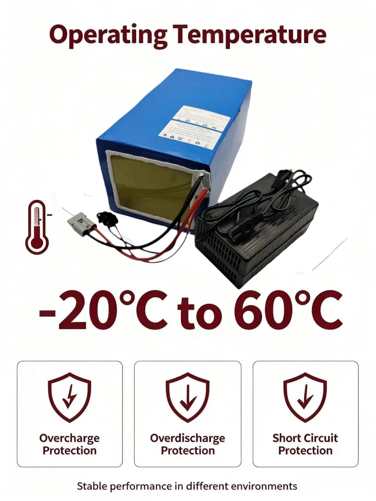 lithium 60v 40ah lithium iron phosphate battery with bms deep cycle for 3000w two wheel folding car forklift golf cart AGV