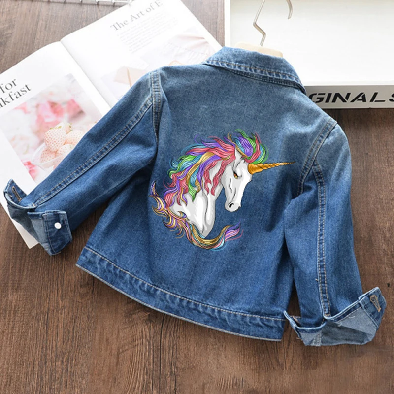 2 3 4 5 6 8 10 Years Girls Jacket Baby Boy Clothes New Fashion Spring Girls Cute Unicorn Autumn Children Outerwear Kids Clothes