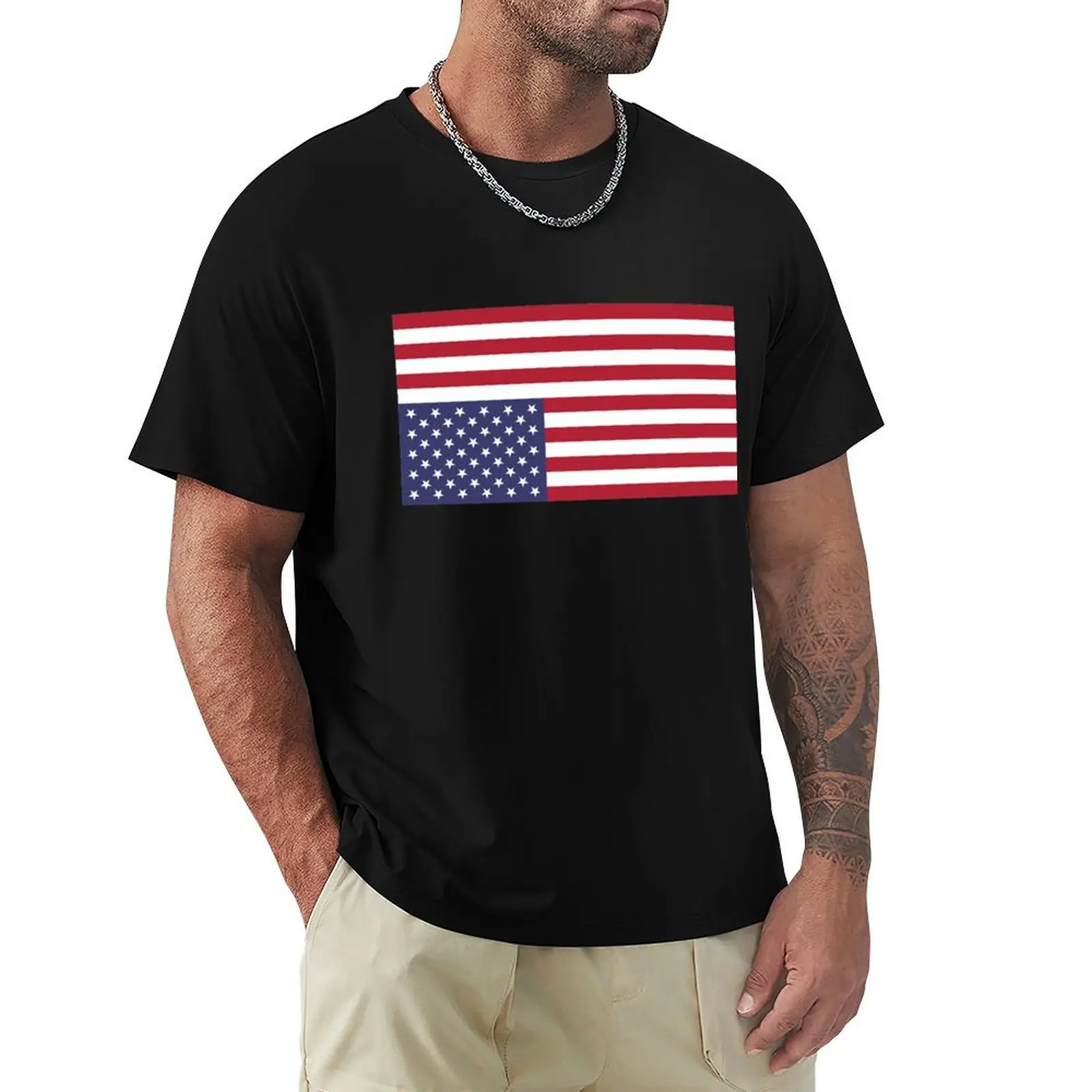 UPSIDE DOWN AMERICAN FLAG Distress Signal T-Shirt Sports Casual Short Sleeve Cotton Tee