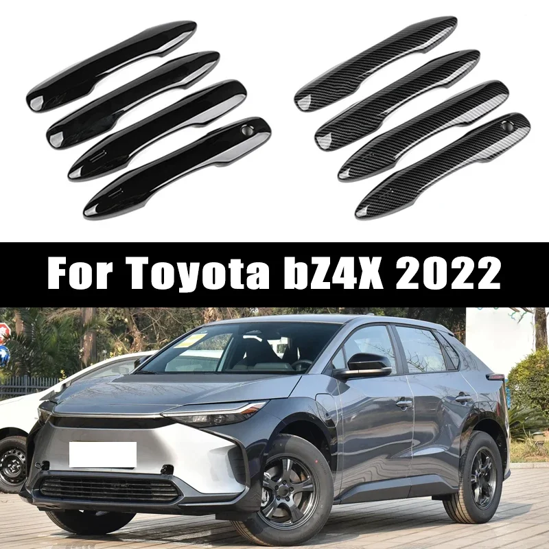 

Carbon Fiber Chrome Car Door Handle Cover Scratch Protective Accessories For Toyota BZ4X 2022 Car Exterior Decoration Trim