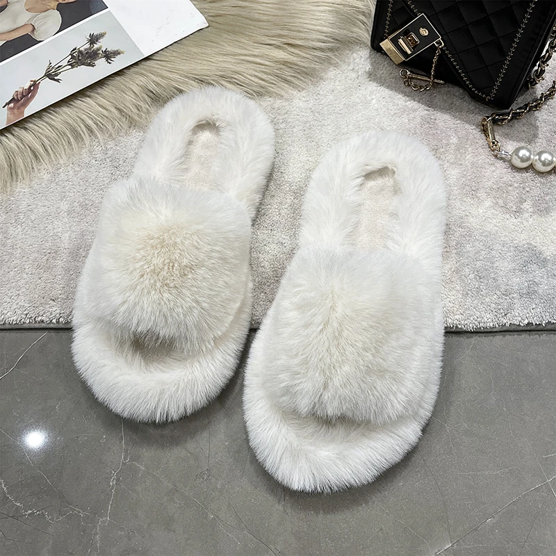 

2024 new solid color fashion cotton slippers sexy home slippers flat plush lightweight versatile flip flops