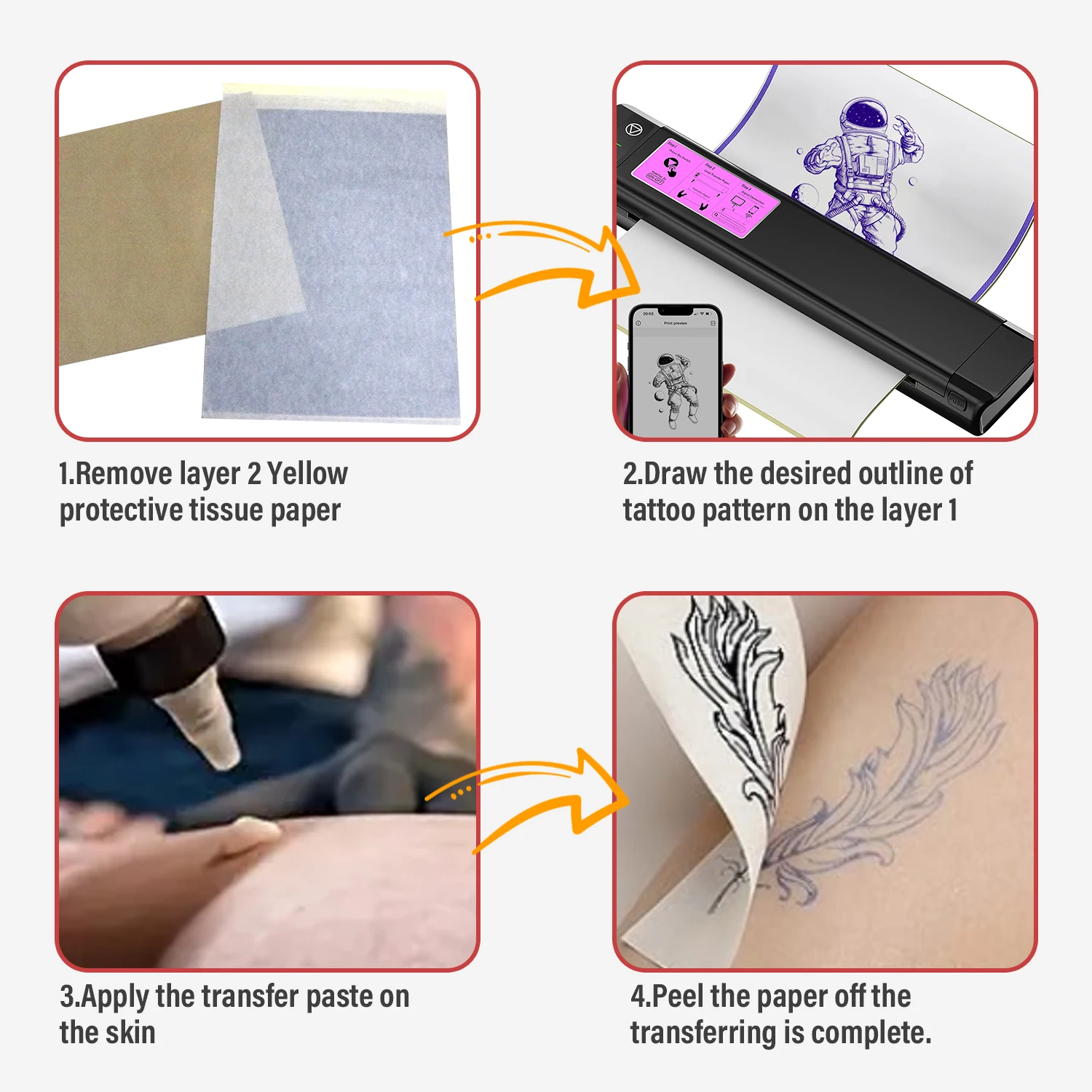 OZER 100 Pieces Quality Tattoo Transfer Paper A4 Size Freehand Thermal Copier Template Paper Tattoo Transfer Machine Accessorie