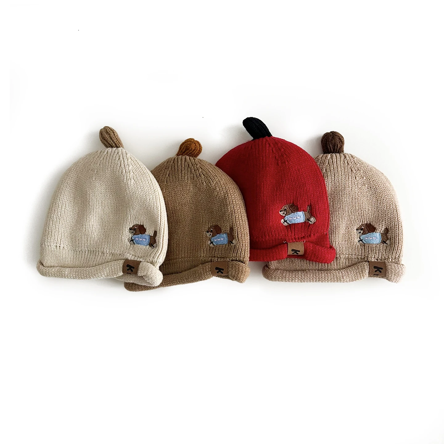 

Зимние детские вязаные шапки дыни для детей 0-2 лет, милые шерстяные теплые шапки с помпоном для собак, мальчиков и девочек, однотонные детские ветрозащитные шапки-бини