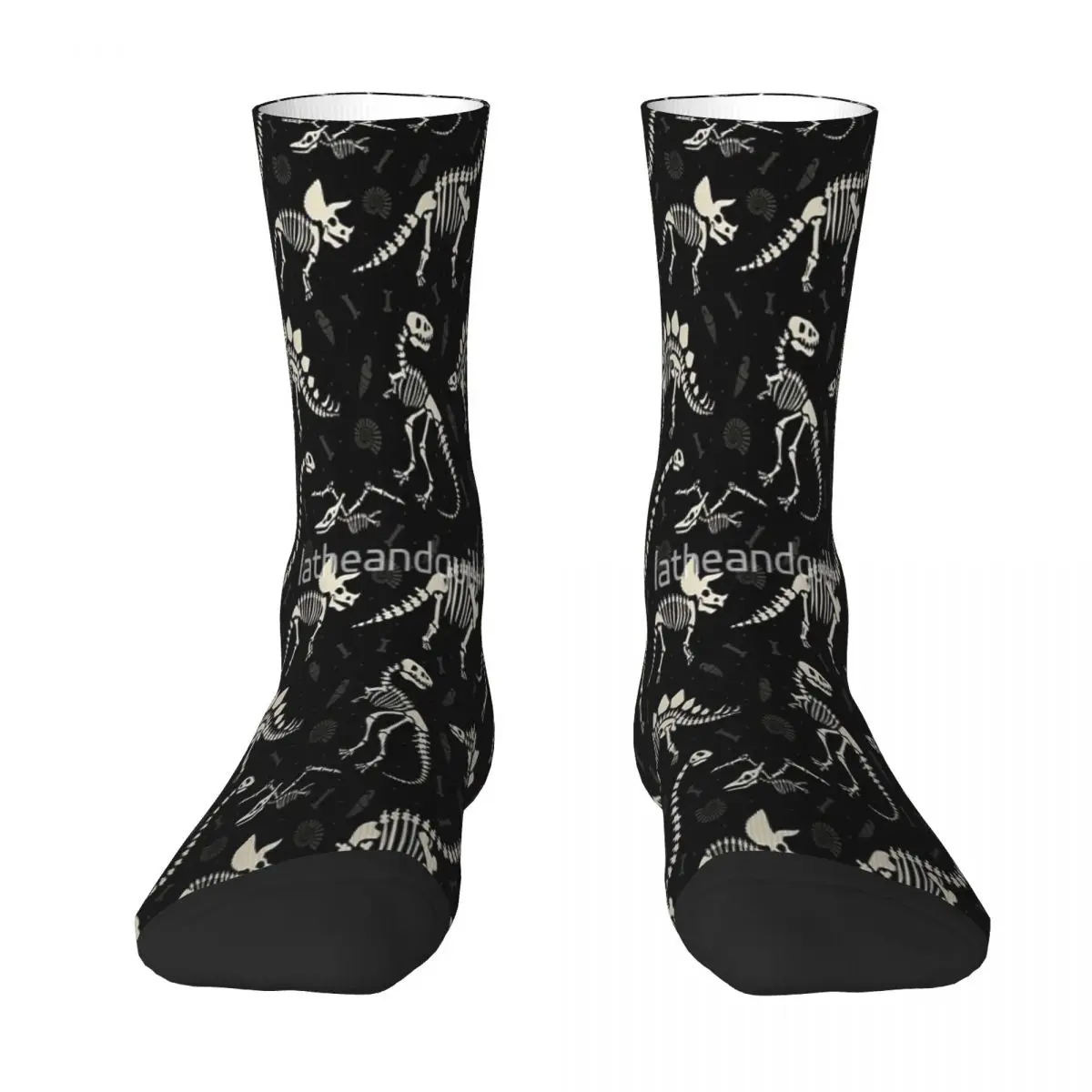 

Dinosaur Fossils In Black Autumn Winter Colorful Women Men Socks Breathable Basketball Stockings