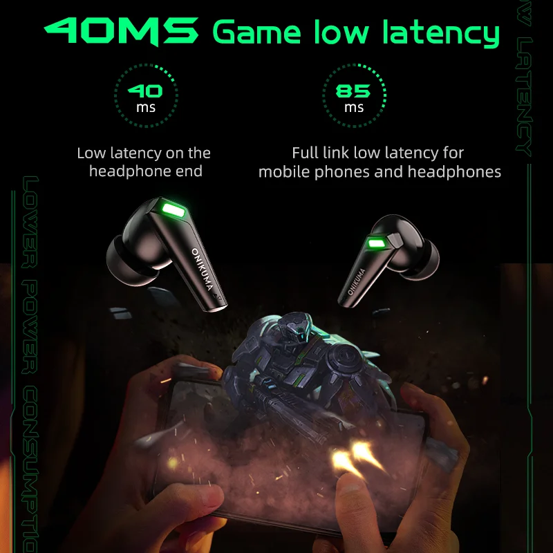 Onikuma T308 سماعات بلوتوث لاسلكية الكمون المنخفض سماعات أذن للألعاب صوت ستيريو عالي الدقة #3