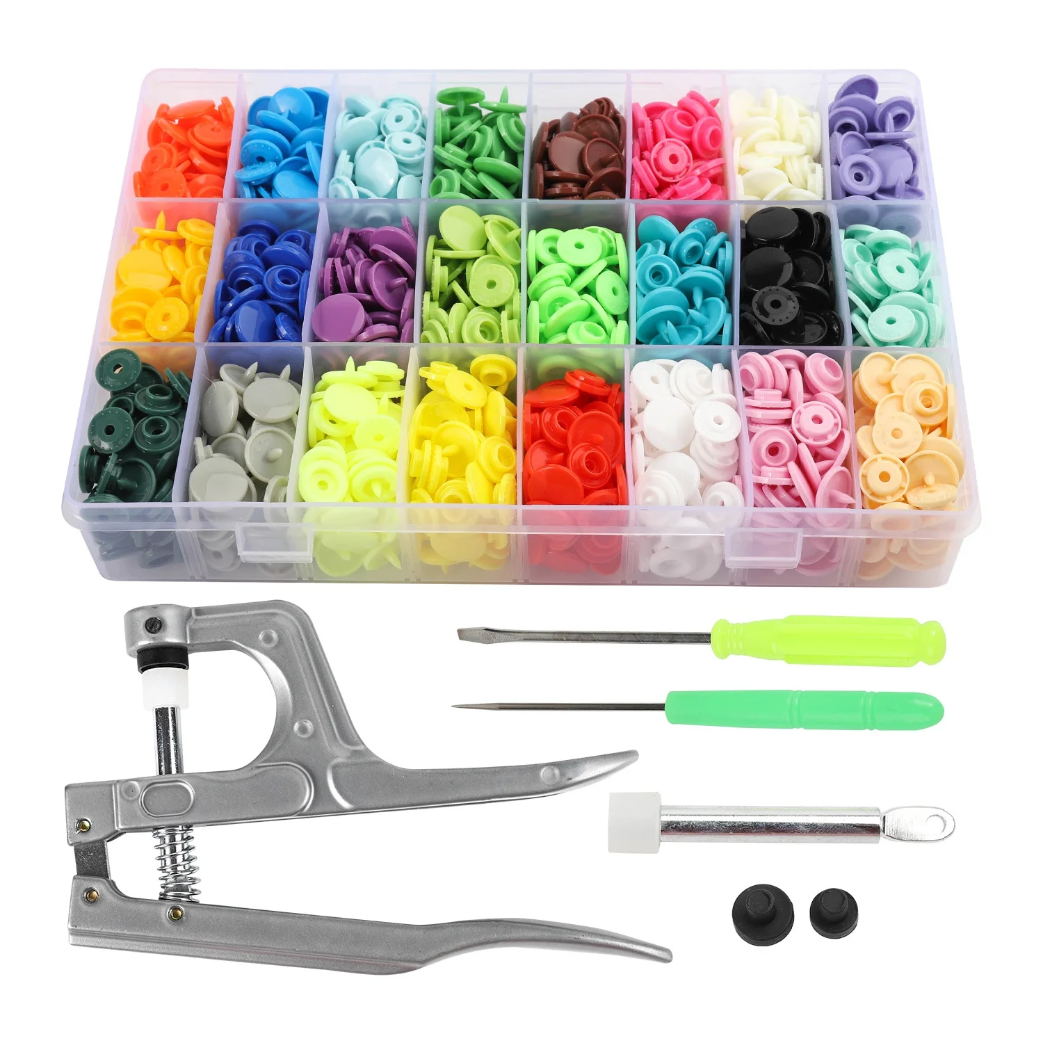 360 Sets T5 Plastic Snap Button with Snaps Pliers Tool Kit & Organizer Containers,Easy Replacing Snaps,DIY Family Tailor