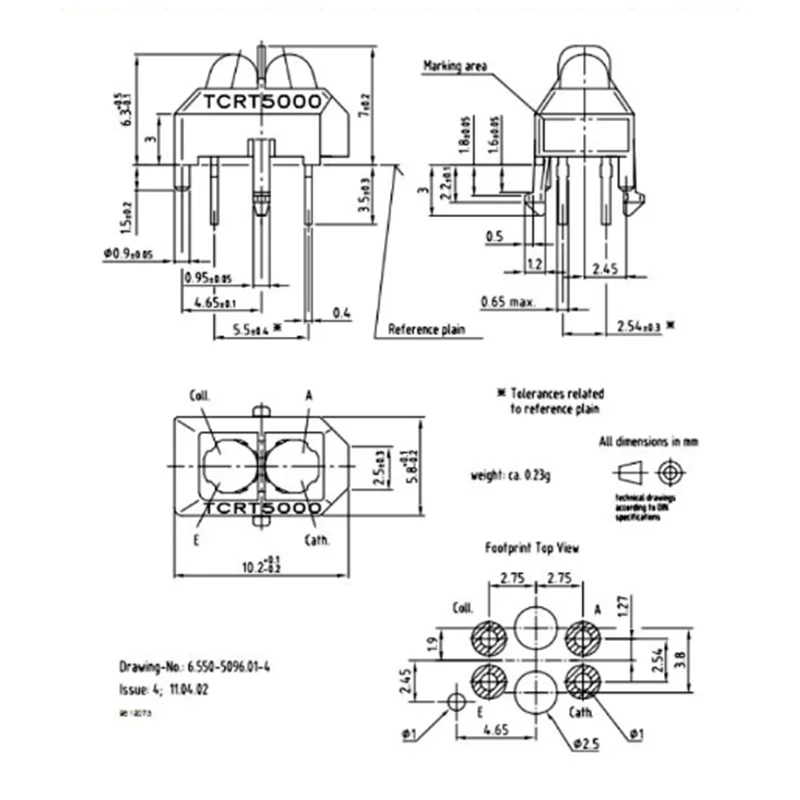 Sensor óptico reflexivo infravermelho, interruptor fotoelétrico IR, TCRT5000L, TCRT5000, 10pcs