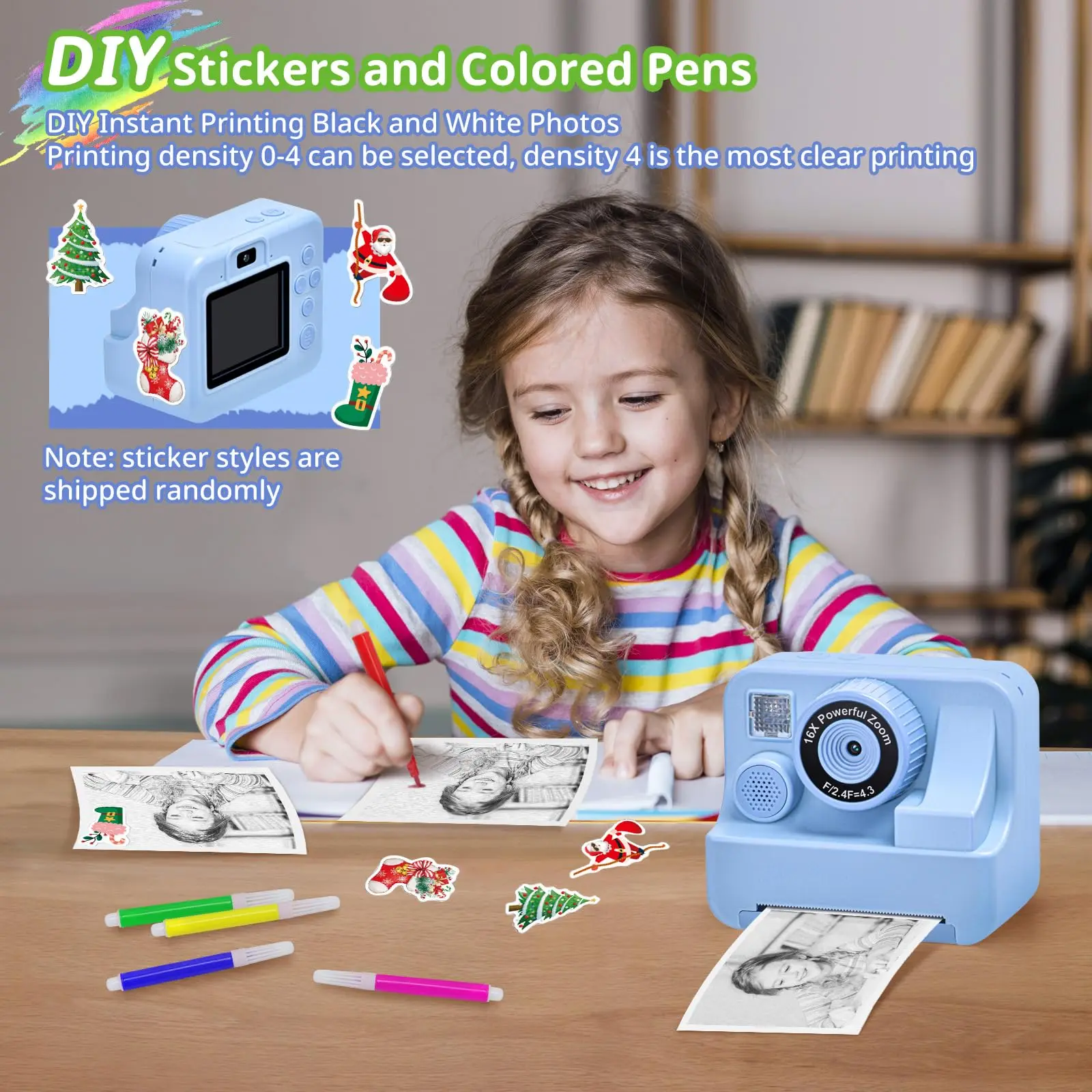 Kids Instant Print Camera Digitale Camera 1080P 2.4 ''Dubbele Camera Thermische Instant Printing Mini Speelgoed Camera Voor jongens Meisjes Gift