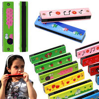 16-Hole Wooden Harmonica Montessori Early Educational Props Musical Instrument Colorful Birthday Festival Cute Leisure Gift ZYF