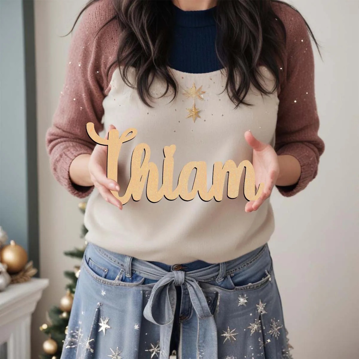 

1PC Long-Lasting Thiam example Personalized Text Wooden Sign Wooden Decor Wood Material Vertical Orientation Door Hanging Decor