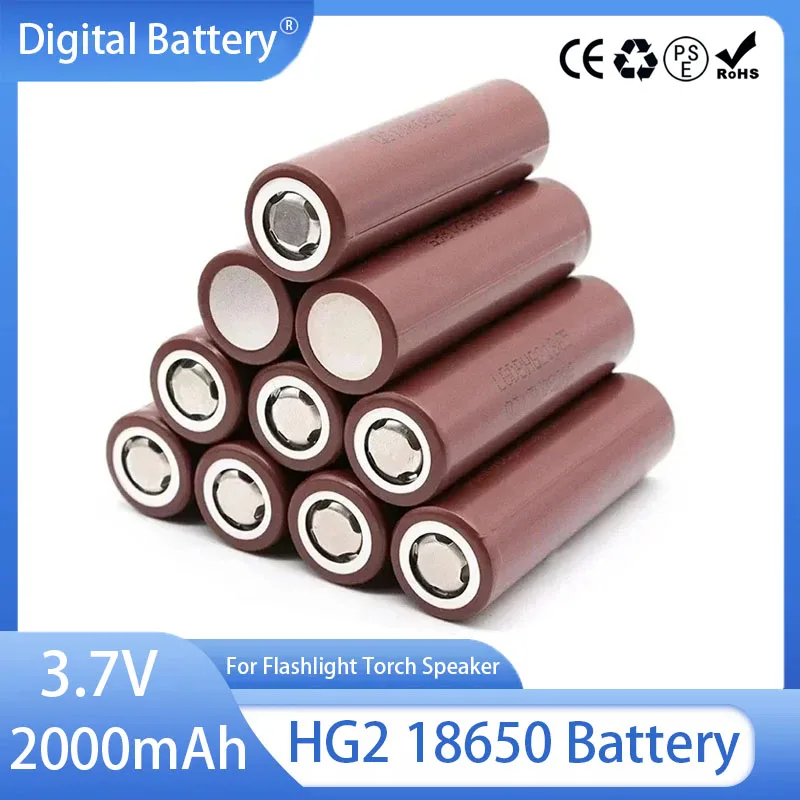 Hg2 3,7 batterie 2000 v mah 30a hochwertige wiederauf ladbare batterien für taschenlampe brenner lautsprecher werkzeuge schnell lade akku