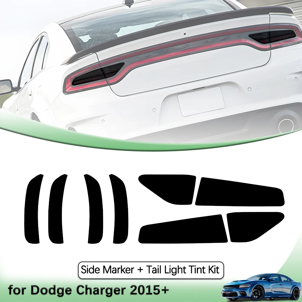 8Pcs Tail Light Side Marker Tint Kit For Dodge Charger 2015-2026 Black Lamp Vinyl Wrap Film Car Sticker Exterior Accessories