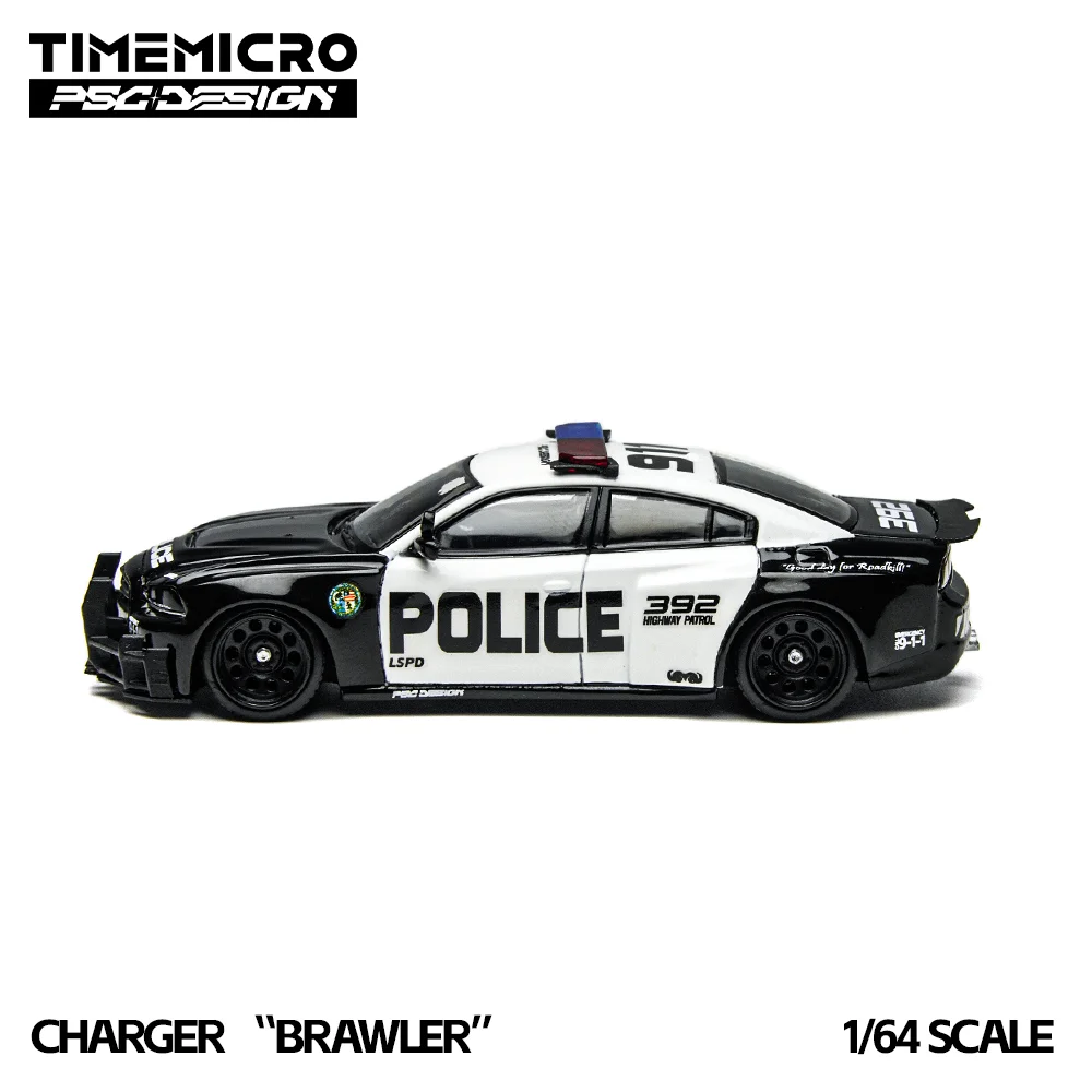 *الطلب المسبق*TimeMicro × PSC DESIGN 1:64 لوحة سيارة شرطي سوداء محاكاة نموذج سيارة مصنوع من خليط معدني للهوايات والمقتنيات والعرض