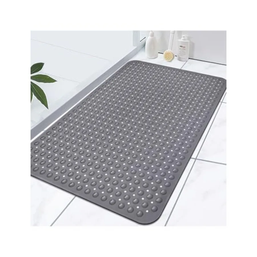 

Extra Large Shower Mat 47.2 x 31.5 Inch Non Slip Shower Mats for Inside Shower with Drain Hole and Suction Cups Soft Trimmable