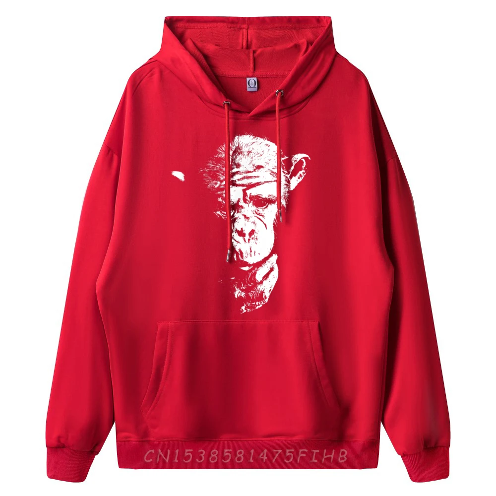 Chimpanzee Thinking Monkey Ape Cool Newest Long Sleeve Leisure Hoodies Crew Neck Female Hoodies Printing Coat Lovers Day