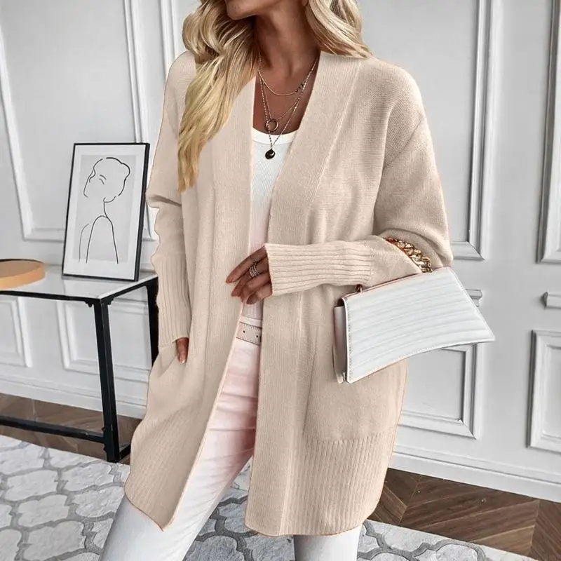 Áo cardigan dệt kim dài màu trơn cho nữ Y3NE