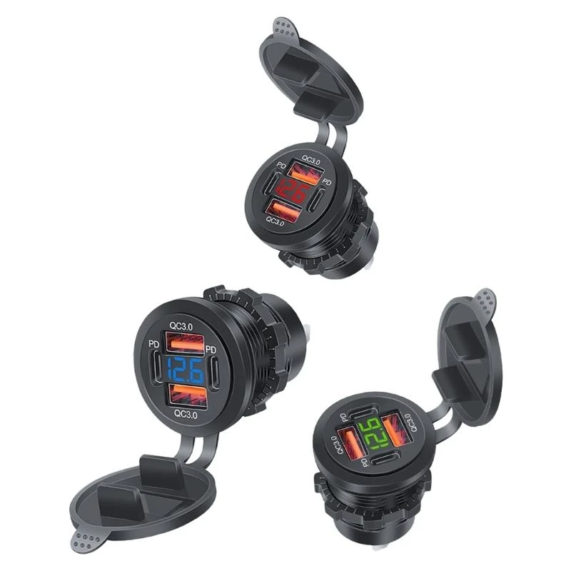 

Автомобильное зарядное устройство 4 в 1 Type-C с разъемом PD3.0 и QC3.0, двойные порты USB C, быстрая зарядка 12 В/24 В для мобильного планшета Samsung Huawei, адаптер