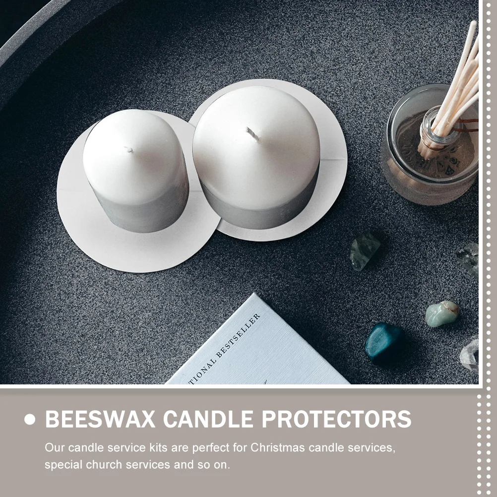 50 Pcs Tray Table Drip Protectors Beeswax Holder Paperboard Accessories White Candlestick for Disc