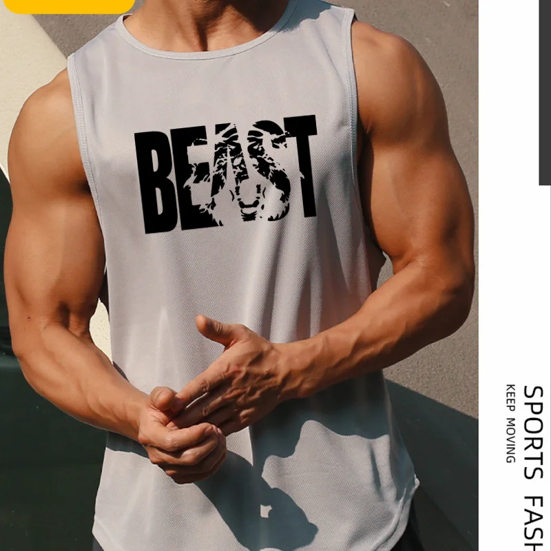 Marathon quick-drying sports vest men\'s sleeveless waistcoat running training basketball loose fitness vest workout gym tank top