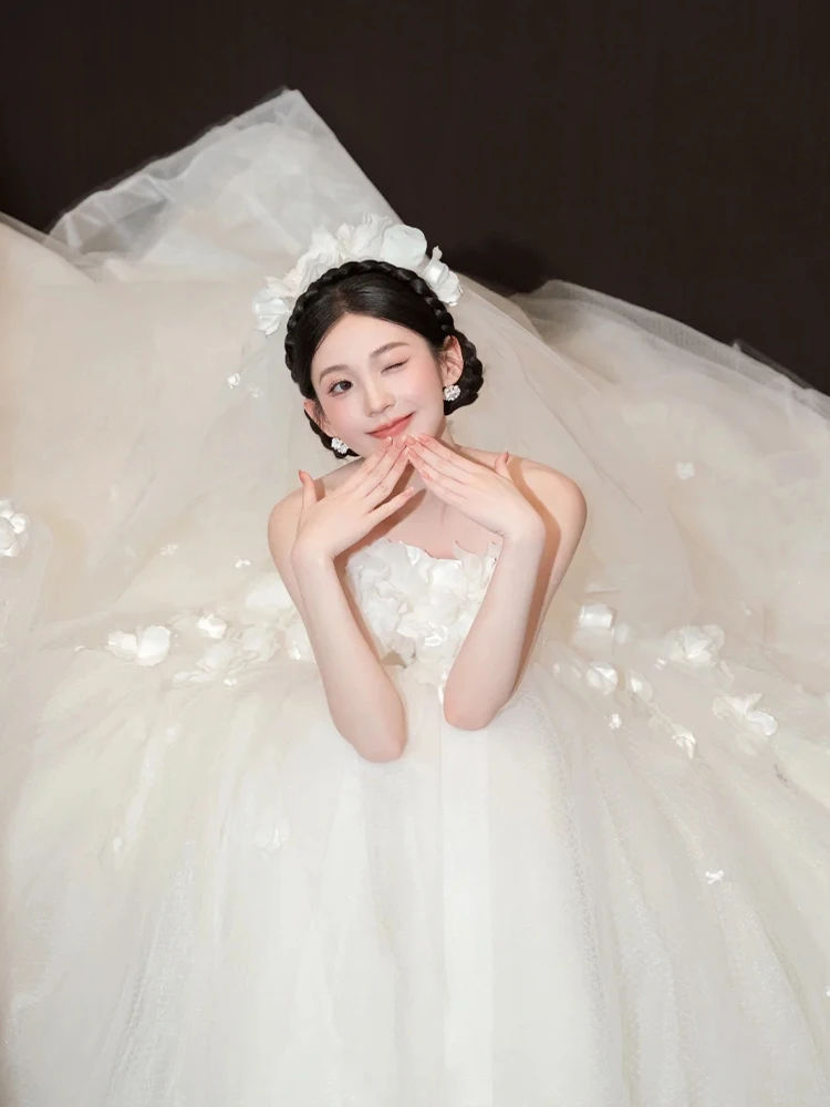 Wedding Dress 2026 New Main Yarn Advanced Texture Bride French Style Mori Sweet Trip Shoot Light Little Man Go out