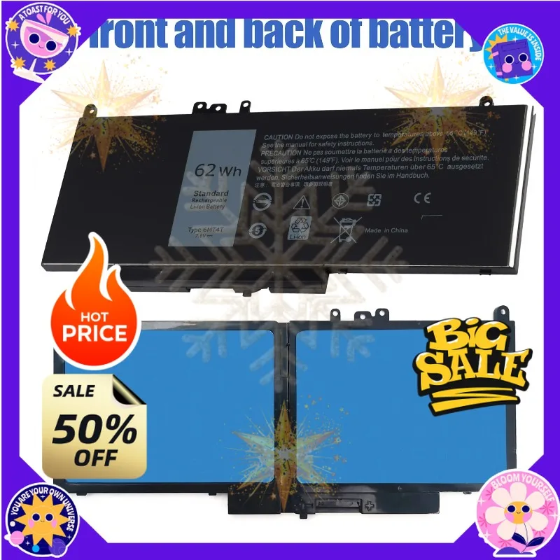 SWZY 8000MAh/62Wh 6MT4T for Dell Battery 62Wh Battery for Dell Latitude E5470 E5570 Precision 3510 0HK6DV 079VRK TXF9M 0TXF9M