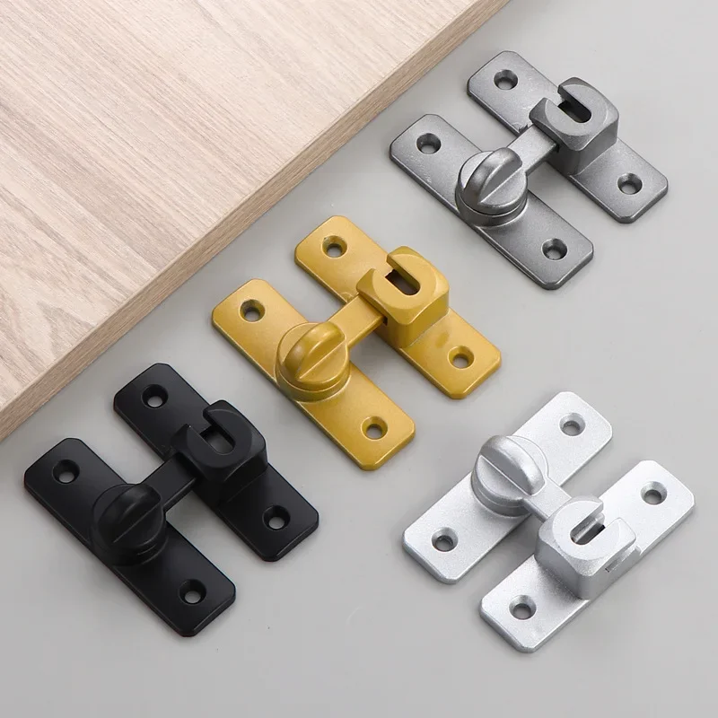 1PC Solid Buckle Aluminum Alloy Non Perforated Pin Door Lock Anti-theft Buckle 90 Degrees 180 Degrees