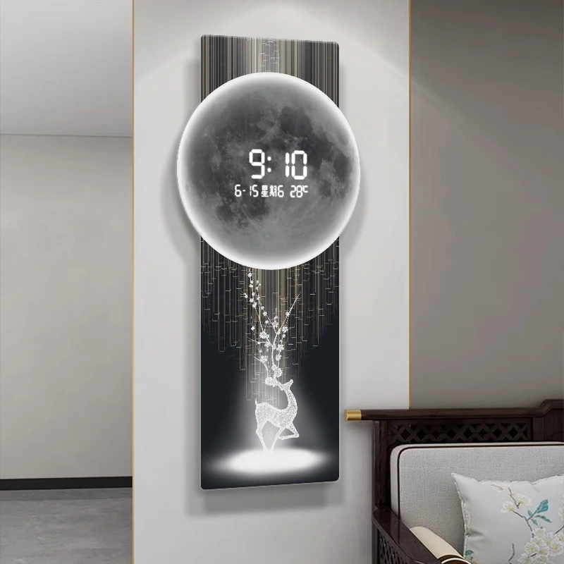 Wall clock, living room entrance decoration painting, electronic clock, digital display creative LED, wall mounted clock