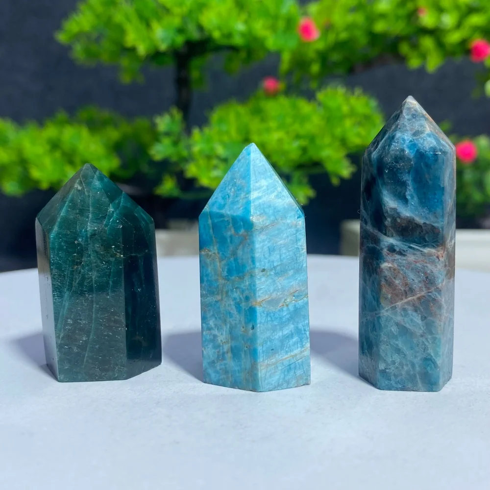 Blue Apatite Natural Crystal Obelisk Polished Gemstone Quartz Wand For Meditation Healing Home Decorations